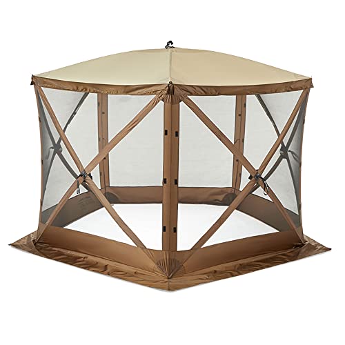 CLAM Quick-Set Pop Up Screen Tent, Venture, 9 x 9 ft, Instant Setup Brown Portable Outdoor Gazebo Canopy Shelter, Compact Bug-Free Camping Tent for Backyard, Beach, Tailgating - Brown - style: Portable