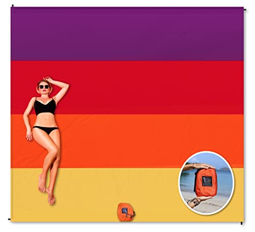 BINDLE Eco-Beach Blanket 10'x9' Extra Large, Recycled Lightweight Material, Sand Free Water Resistant Sandproof, Oversized Portable Picnic Mat for Outdoors Camping Travel, Sunset Vibes - color: Sunset Vibes, size: XL-10'x9' (1-8 persons)