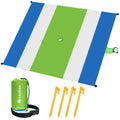 Green Beach Blanket with Umbrella Hole 7ftx5ft- Water Resistant, Sandproof, Lightweight, Rip-Stop Nylon with Umbrella Hole & Sand Pockets, Camping Essentials, Beach Canopy Compatible - color: Green, size: 7x5