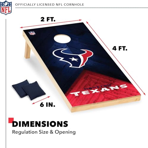 Wild Sports NFL Houston Texans 2' x 4' Regulation Size Solid Wood Cornhole Set with Direct Print HD Team Graphics