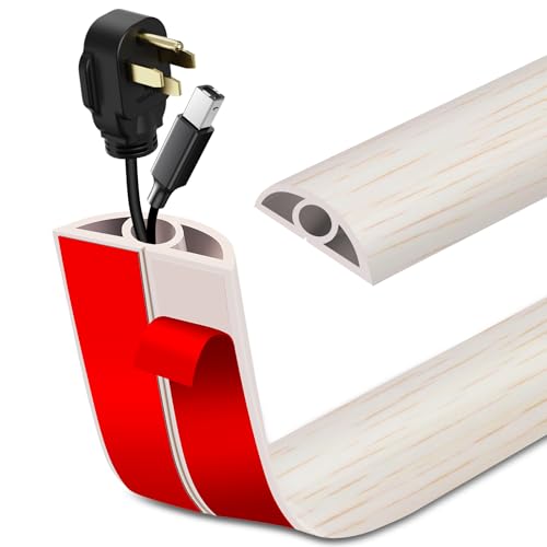 Floor Cord Cover Self Adhesive Cord Hider Floor Extension Cord Covers for Floor Power Cord Protector Cable Management Prevent Cable Trips Cable Cavity 0.32" W x 0.32" H (Beige Wood, 20Ft) - color: Beige Wood, size: 0.79" x 20'