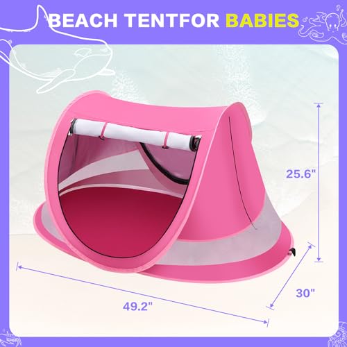 Baby Beach Tent, Pop Up Toddler Travel Bed for Boys or Girls, Sun Shade for Toddler Camping, Infant Portable Sun Shade, Summer Beach Baby - style: Pink Baby Tent