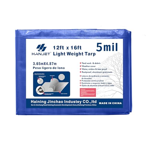 Outdoor Tarp 12 x 16 Feet 5 Mil Thick Multi-Purpose Waterproof Tarp for Camping Blue… - color: 5 Mil Blue, size: 12x16 FT
