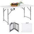 PayLessHere Folding Camping Table Plastic Picnic Table Office Table for Parties Wedding Camping Office with Carrying Handle (White, 4 FT) - color: White, size: 4 Ft