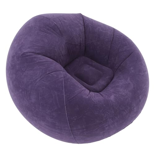 Healifty Folding Inflatable Air Sofa Chair with Soft Flocked Material Portable Single Bean Bag for Camping Travel Includes Air Pump