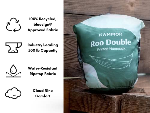 KAMMOK: Roo Double Hammock | Made from Strong & 100% Recycled Water Resistant Ripstop Fabric | Comfortable, Packable, Lightweight (Lifetime Adventure Grade Warranty), Ocean Print - color: Ocean Print, size: Roo Double