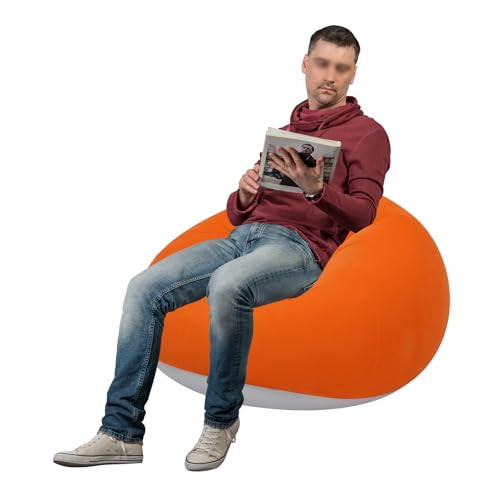 6 Pcs Inflatable Bean Bag Lounge Chairs, Blow up Chairs Lazy Sofa with Air Pump, Folding Portable Inflatable Chair for Homes, Yards, Lawns, Campsites, Balconies, Offices (Orange, 39.4 x 23.6in)