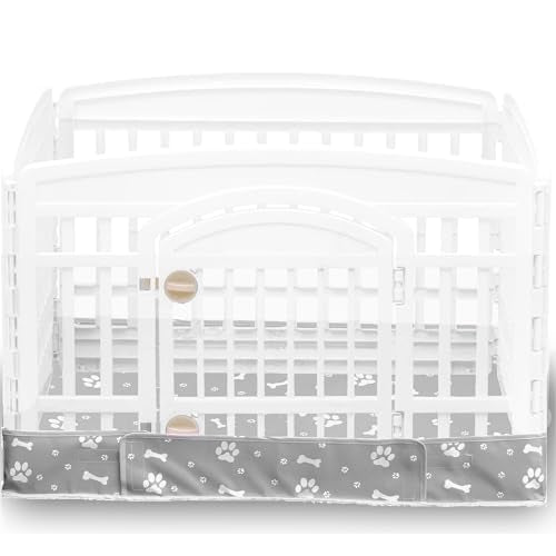 Dog Playpen Bottom Pad Fits for 36 Inch 4 Panels Exercise Pet Playpen, Dog Crate Pad Puppy Playpen Pad, Hoop and Loop Design (Note: Playpen Not Included). -Gray - color: Gray
