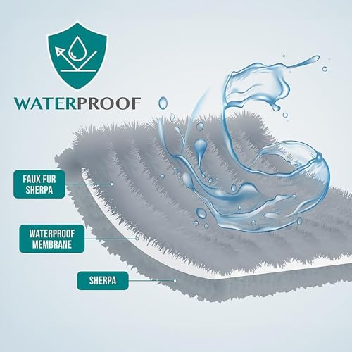PetAmi Waterproof Dog Blanket for Couch, Bed & Furniture,Reversible Sherpa & Faux Fur Pet Blanket, Leakproof Pet Blanket for Large Dog Cat, Washable Soft Calming Protector Throw (60x80, Light Blue) - color: Dusty Blue, size: X-large (60x80)