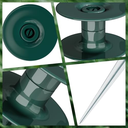 FONTOI 10 Inch Hose Guide Stakes, Durable Rust Free Zink Hose Guides for Garden, Heavy Duty Dark Green Spin Top, Garden Hose Guide Stakes Metal for Plant Protection Greenhouse, Patio Lawn, 2PCS - color: ‎Dark Green D