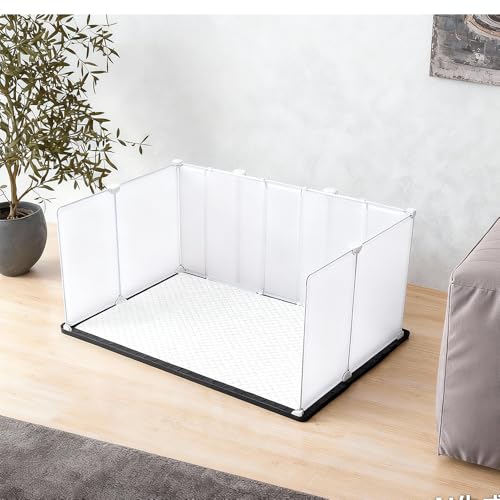 Litter Box Splash Guard, Litter Box Pee Shields for Dogs, Easy to Clean Indoor Dog Fence with Puppy Pee Pad Holder Tray Fits