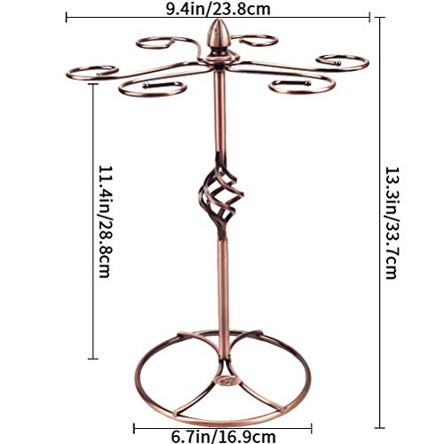 QPIX DIGITAL Wine Glass Rack, Bronze, Elegant Countertop Stemware Storage with 6 Hooks, Easy Assembly, Durable, 11"W x 11"L x 6"H - color: Bronze, size: 11"x 6"-6 Holders