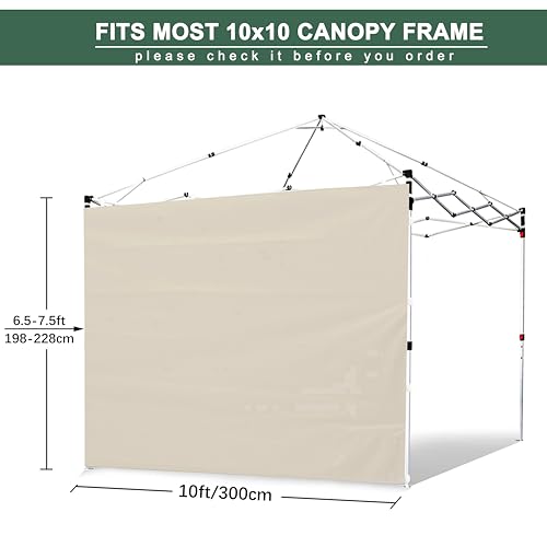 Beige SideWall for 10x10 Canopy Frame, 3 Pack SunWall and 1Pack Door Only, (with Zippers) - color: Beige, size: 4 Sidewalls