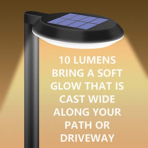 kinna Outdoor Solar Path Lights Waterproof Landscape Pathway Light with 6 White LEDs Garden Lighting Decorative for Patio Driveway Backyard (Black-4 Pack) - color: Black