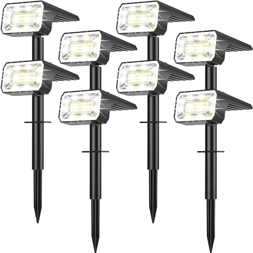 Solar Spot Lights Outdoor Waterproof IP65, [8 Pack/100 LED/4 Modes] 2-in-1 Solar Landscape Spotlights, Auto On/Off High Lumens Spot Lights for Yard Garden Pathway(Cool White) - color: Cool White, size: 8 Pack