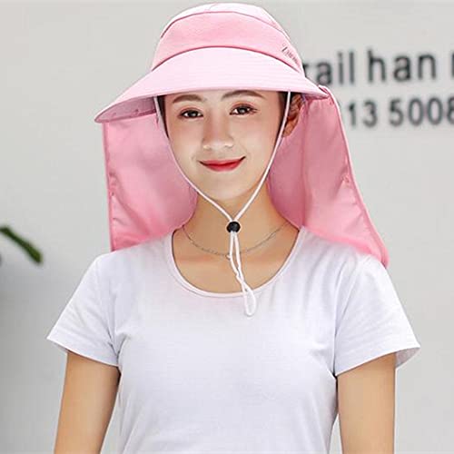 Outdoor UPF 50+ UV Sun Protection Waterproof Breathable Face Neck Flap Cover Folding Sun Hat for Men/Women - color: Pink
