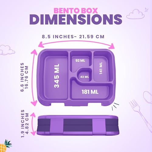 YOLAY Bento Box for Kids Lunch Box Leak-Proof, 5-Compartment Lunch Box Kids for Ages 3-10, Durable with Anti-Slip Base, Suitable for Schools, Outdoor and Travel (Mermaid) - color: Mermaid