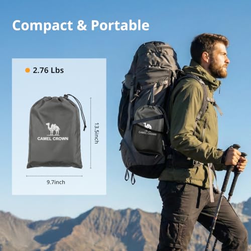 CAMEL CROWN Camping Tarp,3000mm Waterproof & UPF 50+ Sun Protection Rain Fly Tarp - Lightweight Portable Camping Shelter with Stakes, Guy Lines & Carry Bag, for Hiking Backpacking Beach Picnic Shade - color: Cool Grey