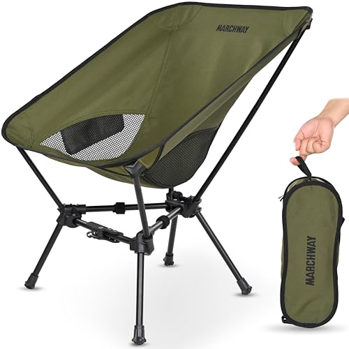 MARCHWAY Lightweight Folding Camping Chair with Spring Lock, Stable Compact Portable for Outdoor Camp, Travel, Beach, Picnic, Festival, Hiking, Backpacking (Lowback Green) - color: Lowback Green