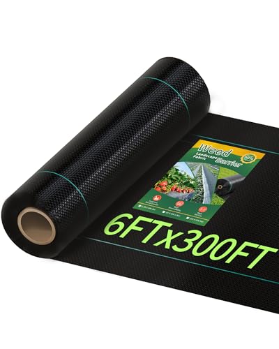 Pterying 6ftx300ft Weed Barrier Landscape Fabric Heavy Duty, Premium 2.4OZ Garden Geotextile Fabric, Outdoor Weed Blocker Fabric, for Driveway Mats, Erosion Control, Ground Cover Weed Barrier - size: 6FTx300FT-2.4OZ