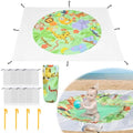 6.5 X 6.5 Ft Baby Beach Pool, 2 in 1 Portable Kids Beach Play Pool Puddle Toddler Beach Blanket and Kiddie Pools Green Cartoon Childs Sand Pit Paddling Pools with Water Bag for Boys Girls Outdoors - size: Forest Theme 2m x 2m/6.5ft x 6.5ft