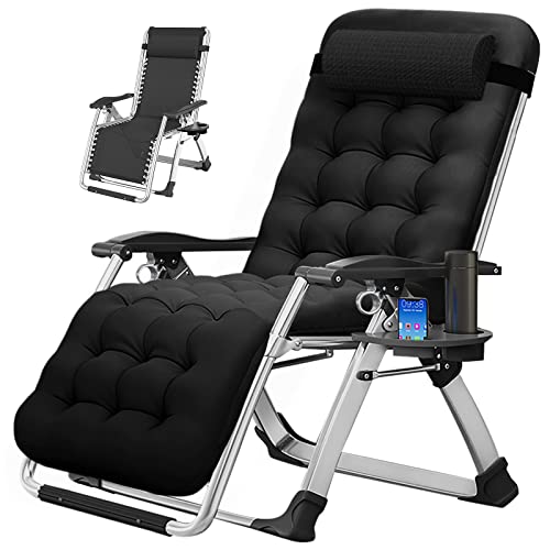 MOPHOTO Zero Gravity Chair, Outdoor Padded Lounge Chair with Side Table, Zero Gravity Recliner Chair, Outdoor Reclining Chair, Sturdy & Comfortable, Supports up to 440lbs - color: Dark Black, style: Zero Gravity Chair