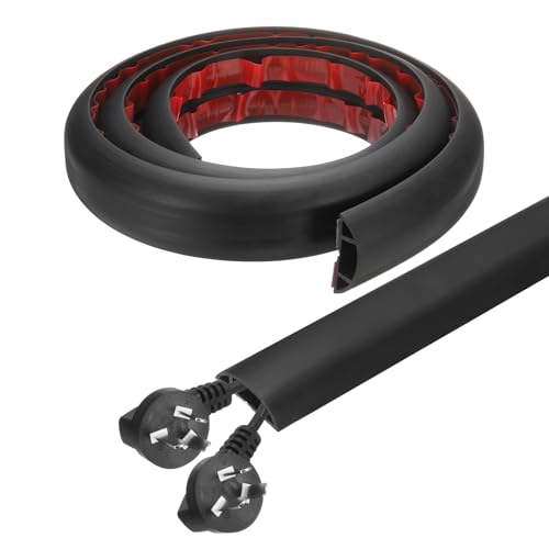 HARFINGTON 4ft Cord Cover Floor W0.6 x H0.33 Inner Channel PVC Hide Extension Cable Floor Wire Hider Wire Covers Protector for Prevent Cable Trips Cables Management, Black - color: Black, size: 4ft