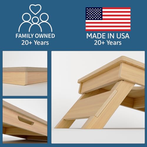 CornholeGamesUSA Pro Cornhole Boards Set | Made in USA | 3/4 Baltic Birch | No Bounce | Triple Thick Legs | Two Brace & Handles, Tournament 2x4 Regulation Set with Score Tower & Cornhole Bags - color: Deer Wood Flag