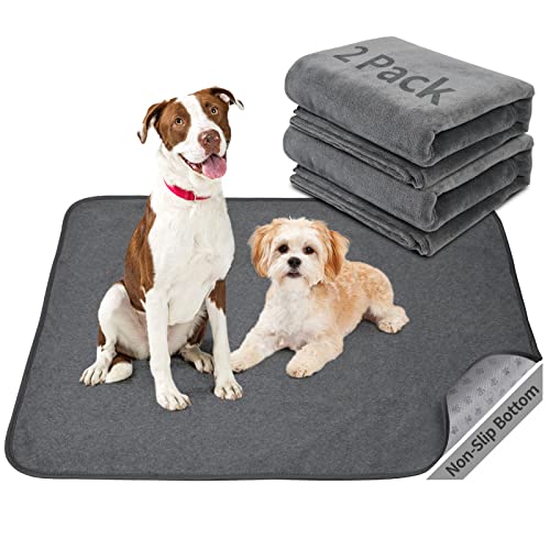 Washable Dog Pee Pads 36x48 2Pack Reusable Whelping Pads, Absorb Dog Mats Non-Slip Puppy Training Pads for Whelping, Potty, Training, Playpen, Crate - size: 36"x48"-2PACK