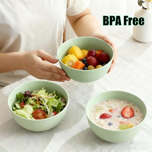 Reusable Cereal Bowls Set of 4, BPA Free Lightweight Bowls, Dishwasher Safe Green Bowls for Rice, Pasta, Snacks, Fruit & Desserts - color: Green