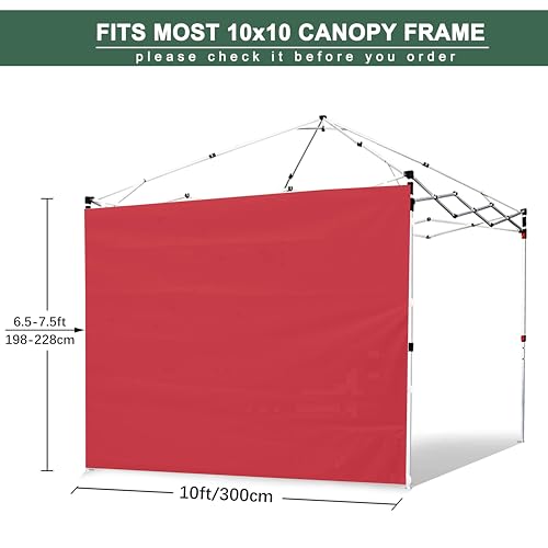 SideWalls for 10x10 Pop up Canopy Frame, 3 Pack Red SunWall and 1Pack Door Only, Red (with Zippers) - color: Red, size: 4 Sidewalls