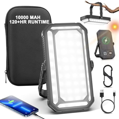 Camping Lantern LED Rechargeable - up to 120+ Hours, 10000mAh Portable Camping Lights with Redlight &12 Light Modes, LCD Display, Dimmable, Waterproof, Camping Lanterns for Power Outages, Hurricane - color: 1PCS