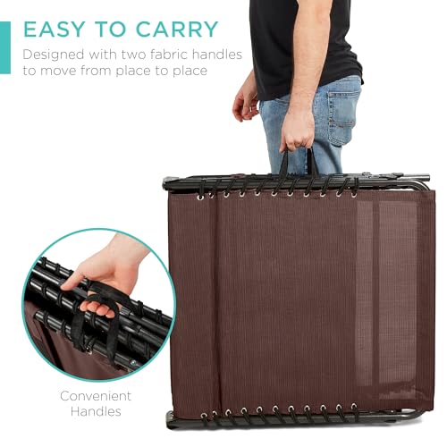Best Choice Products Patio Chaise Lounge Chair, Portable Outdoor Folding Recliner for Lawn, w/ 8 Positions, Handles, 300lb Capacity - Brown - color: Brown