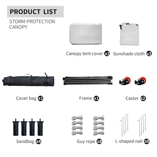 10x10 Pop up Canopy Tent with Sidewalls,Heavy Duty Waterproof Sun Shade Canopy Easy up Canopy with Wheel Bag Commercial Gazebo Tent for Outdoors Parties Vendors Camping Beach (Light Gray) - color: Light Gray