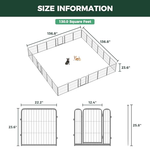 FXW Aster Dog Playpen Designed for Yard, 24inch 24 Panels - size: 24"H & 24 Panels