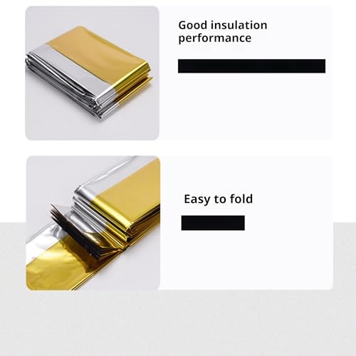 Emergency Rescue Blanket Set of 8, Outdoor Survival Blanket Waterproof, Windproof, Warm, Sunscreen Lightweight and Portable Suitable for First Aid Bags and Outdoor Camping, Golden, 8pcs - color: Golden 8pcs