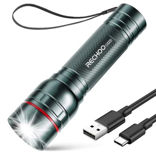 Rechargeable Flashlights High Lumens, G1000 Super Bright Flash Light Grey, Small Zoomable LED Flashlight with 3 Lighting Modes, Portable Tactical Flashlight for Camping Essentials (Battery Included) - color: Gray, size: 1 Pack