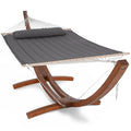 SUNCREAT Hammocks Double Hammock with Wooden Stand Included, Outdoor Hammocks for Outside, 475 lbs Capacity, Dark Gray - color: 04-dark Gray