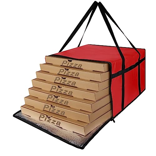 CIVJET Insulated Pizza Delivery Bag for Carry Hot, 20" x 20" x 14" Carrier Warmer, Insulated Food Delivery Bag, Insulated Grocery Cooler Bags for Catering/Doordash, Commercial Food Warmers（Red, 1Pk） - color: Red, size: 20 X 20 X 14 Inches