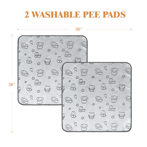 Qeils Reusable Puppy Pads, 2 Pack Washable Pee Pads for Dogs, Waterproof Non Slip Wee Wee pad, Absorbent and Leakproof Training Mats for Potty, Crate, Playpen, Bed, Sofa, 36"x 36" - size: 36x36(pack of 2)-pet