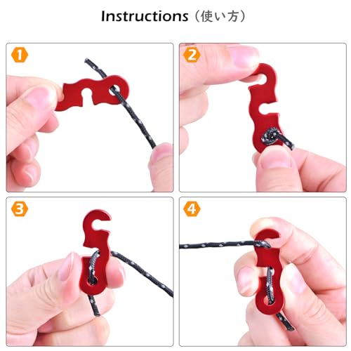 TRIWONDER Guyline Cord Adjuster Rope Tensioner Tent Guy Line Paracord Tightener Loop Alien Aluminum Alloy for Camping Hiking (Blue - 12 Pack) - color: Three Holes - Blue (12 Pack)