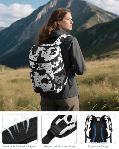 Pritent Cooler Backpack Insulated Waterproof,30/45 Cans Backpack Coolers Leakproof Lunch Backpack for Men Women Portable Soft Cooler Bag for Beach Camping Trave Picnic - color: Cowprint, size: 30 Cans