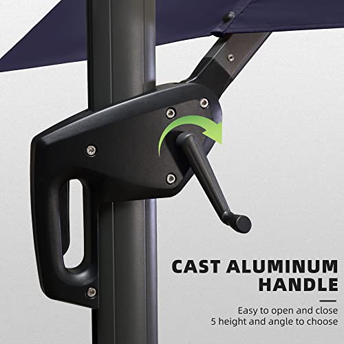 PURPLE LEAF 10' X 13' Patio Umbrella Outdoor Cantilever Rectangle Umbrella Aluminum Offset Umbrella with 360-degree Rotation for Garden Deck Pool Patio, Navy Blue - color: Navy Blue, size: 10' X 13', style: Standard