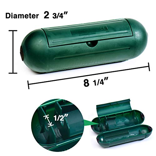 4 Pack Extension Cord Protective Cover Set (Green) | Indoor Outdoor Water-Resistant Holder for Holiday String Lights, Plugs and Wires | Capsule Shaped Protector with Large Compartment - color: Green, size: Large (Standard)