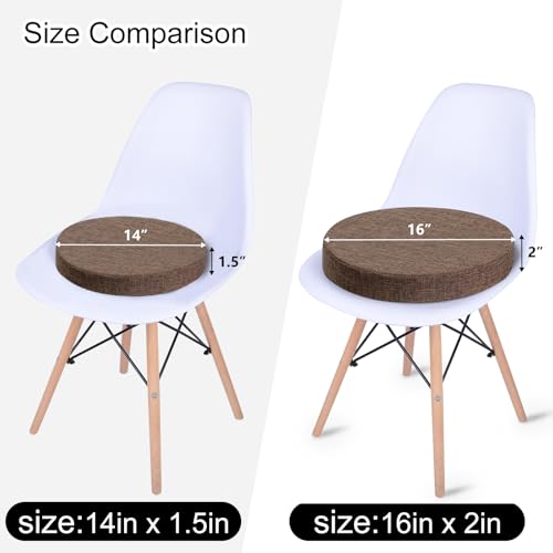 Tromlycs 14 Inch Round Bar Stool Cushion Non-Slip Foam Seat Pad Removable Cover for Circle Chairs (14x14 Inches, Brown) - color: Brown, size: 14 inch