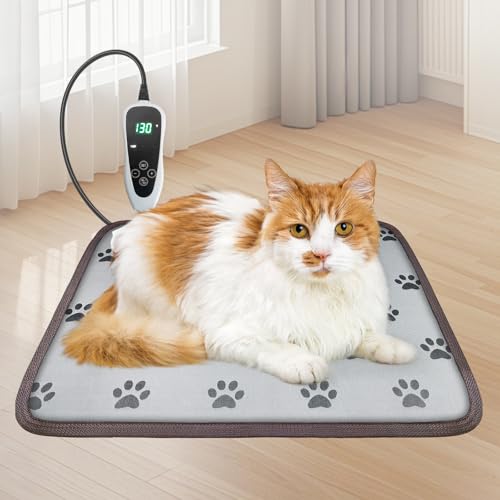 GOLOPET Cat Heating Pad 18x18 in with Smart Thermostat Switch and Power Line Protection Tube,Obtained MET and UL Dual Certification,Waterproof Pet Heating Pad for Cats-Paw Print - size: 18.0"l X 18.0"w X 0.5"th