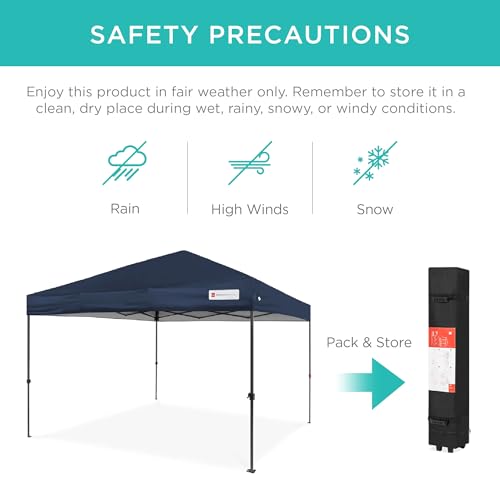 Best Choice Products 10x10ft Pop Up Canopy Tent, Outdoor Shade, 1 Person 1 Minute Set Up, Carry Case, 4 Weight Bags - Navy Blue - color: Navy Blue, size: 10x10ft