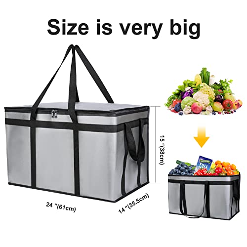 musbus 4 PACK XXXL Insulated Food Delivery Bag Cooler Bags Keep Food Warm Catering Therma for doordash Catering Cooler Bags Therma 22w x 14 lx 13d Shopper hot Grey - color: Grey, size: XXX-Large（24W x 15H x 14D）