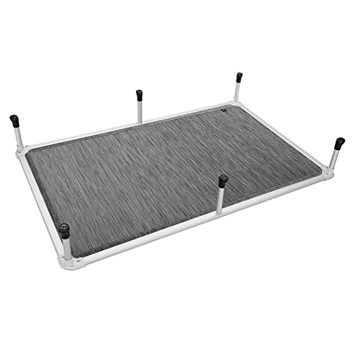 Veehoo Chew Proof Elevated Dog Bed - Cooling Raised Pet Cot - Silver Aluminum Frame and Durable Textilene Mesh Fabric, Unique Designed No-Slip Feet for Indoor or Outdoor Use, Black Silver, XX Large - color: Black Silver, size: 59.0"L x 37.5"W x 9.0"Th