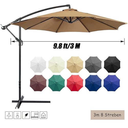 10ft Patio Umbrella Replacement Canopy 8 Ribs, Waterproof & Fade Resistant Market Umbrella Cover, Thickened Polyester Fabric for Backyard, Garden and Pool (Canopy Only) (Purple) - color: Purple